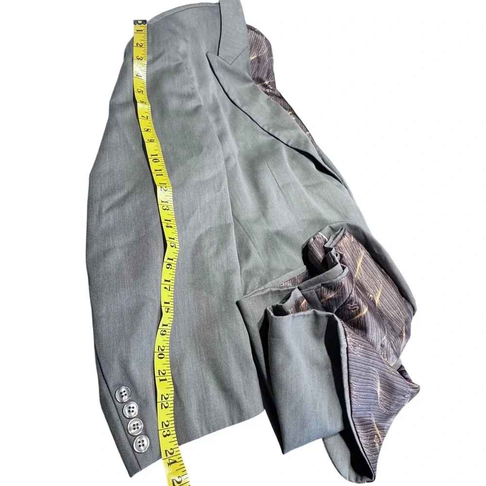 Stacy Adams Super 150s Men's Suit 52R/47R Olive Sharkskin Italian Styl 2 Pleated